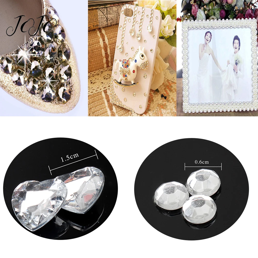 

JOJO BOWS 300pcs 22g Round Transparent White Rhinestone Heart Crystal For Clothing DIY Craft Supplies Apparel Home Textile Decor
