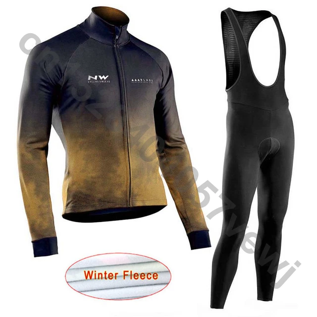 NW зимняя флисовая футболка с длинным рукавом для велоспорта Pro Team Мужская одежда для гонок и велоспорта зимняя одежда для велоспорта Ropa Ciclismo Hombre C27 - Цвет: set 6