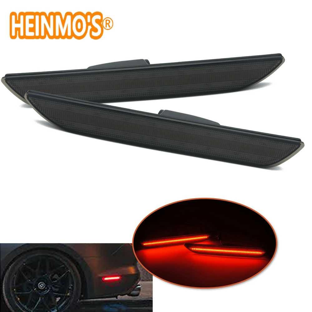 (YM R) For Mustang Car Rear Side Marker Lamps SMD LED Lights For Ford Mustang 2015-2018 Red 12V Black Lens (1)