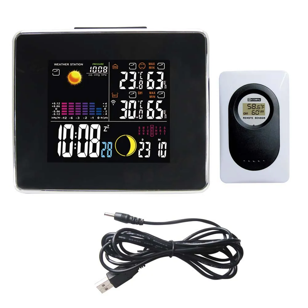

Free Shipping DYKIE Wireless RF Weather Station with LED Backlight Indoor Outdoor Temperature Humidity Barometer Digital Clock