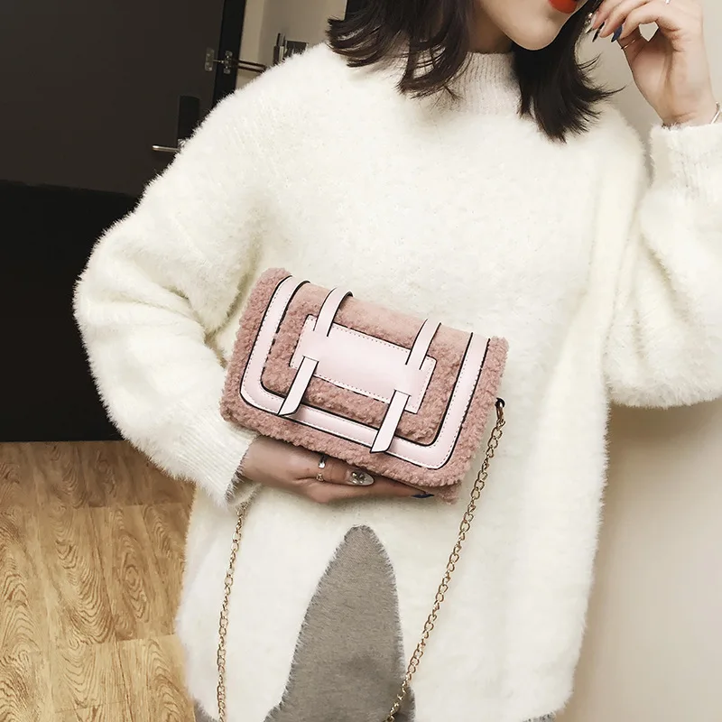 

Texture 2019 Chain Small Square Bag Baituan One Shoulder Slant Small Black Bag handbag crossbody bags for women messenger