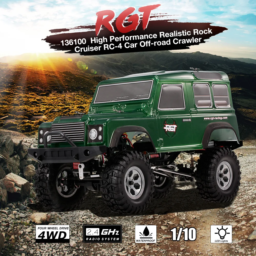 

RGT RC Car 136100 10Km/h 1:10 2.4GHz 4WD Waterproof Realistic Rock Cruiser RC-4 Car Off-road Crawler Toys for Children RTC