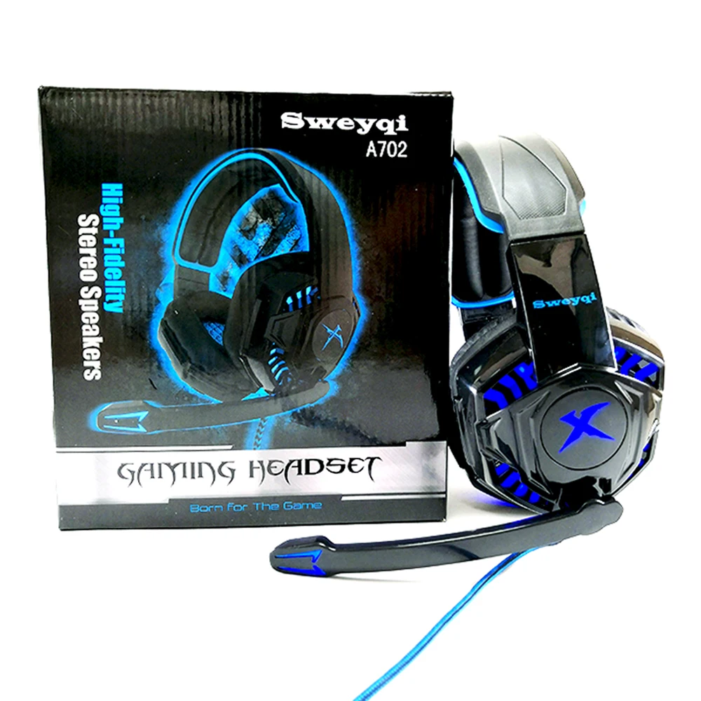 Gaming Headsets Big Headphones with Light Mic Stereo Earphones Deep Bass for New X BOX PC Computer Gamer Laptop PS4