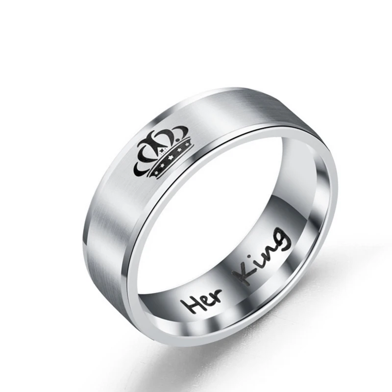 Кольца His Gueen Her king, модное обручальное кольцо, обручальное кольцо, мужские кольца для женщин, пара колец из нержавеющей стали, ювелирное изделие