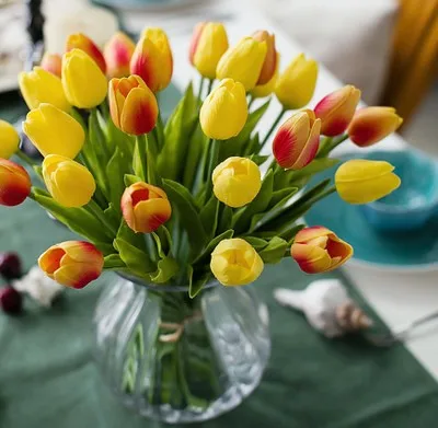

Everyfit 10 Pcs PU Tulips Artificial Flowers for Party Home decor,wedding decorative Flower 7 Color