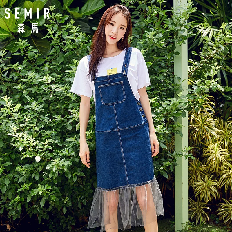 SEMIR Платье женское студенческое летнее Новое шифоновое платье на бретелях тонкое
