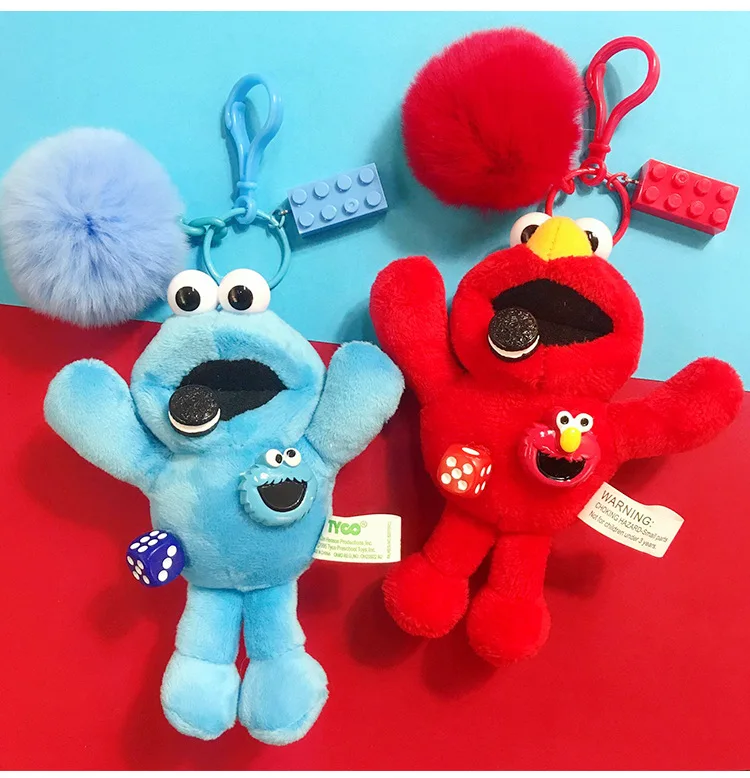 

Sesame Street key chain woman The Muppets Kermit the Frog Plush doll keychains Cartoon Stuffed Dolls Keyring Pendant Kids Gift