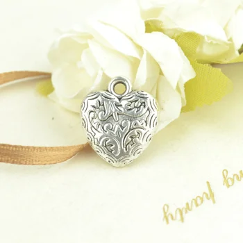 

10pcs Zinc alloy Tibetan Silver Plated Heart-shaped Charms Pendants for Jewelry Making DIY Handmade Craft 17*15*4mm 2639