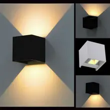 Современный краткое Cube Регулируемый поверхностного монтажа 7W12W светодиодный настенный светильник на открытом воздухе Водонепроницаемый IP65 Алюминий настенный светильник садовое освещение Бра