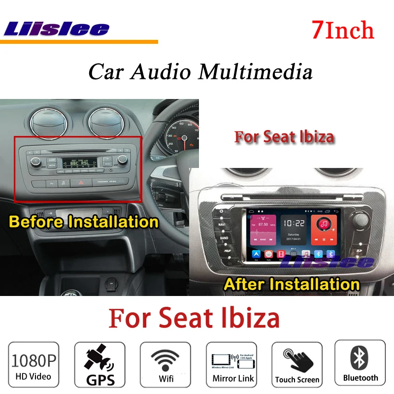 Clearance Liislee For Seat Ibiza - Car Stereo Android Radio DVD Player FM BT Wifi GPS MAP NAV Navigation 1080P System Original NAVI Design 5