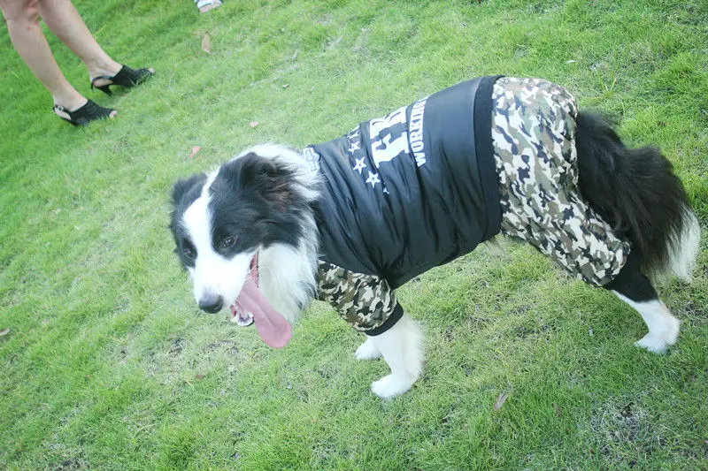 E7 зимняя теплая одежда большого размера для собак, хлопковая Одежда для питомцев, камуфляжный мягкий костюм для 4 ног, одежда для больших собак