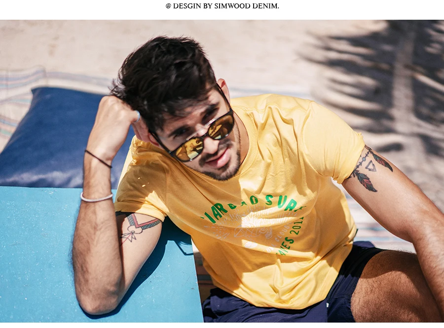 SIMWOOD, летняя новая мужская футболка с принтом ананаса и буквами, праздничный стиль, модная футболка из хлопка, дышащие футболки 190326