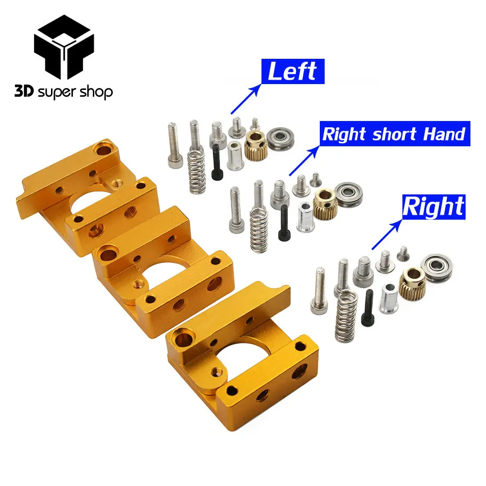 

MK8 Extruder Aluminum Alloy Block For 1.75mm Filament Extrusion 3D Printers Parts Right Left Short Hand Part DIY Accessories Kit