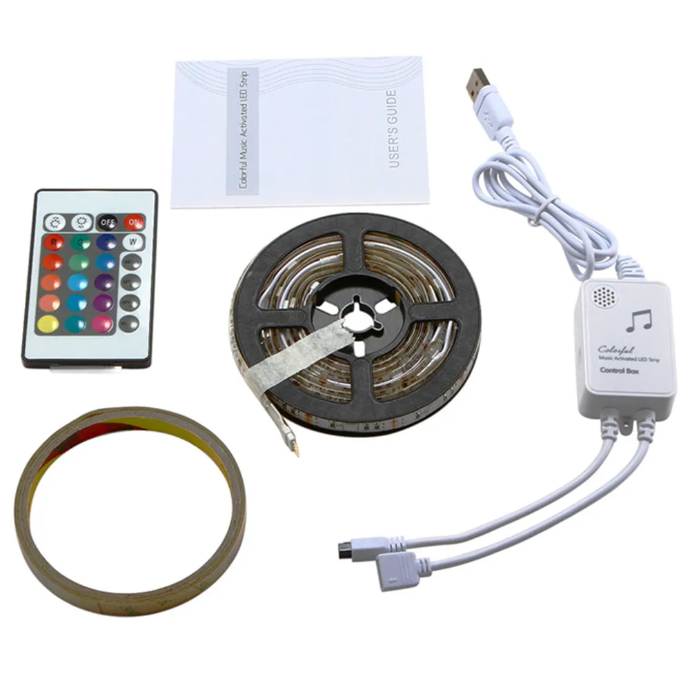 Светодиодный светильник s tv задний 2 м 5 В USB 5050 RGB изменяющий цвет с музыкой IP65