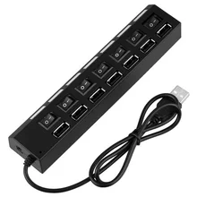 2016 Новый eForCity 7-портовый Usb-концентратор с ВКЛЮЧЕНИЯ/Выключения, черный