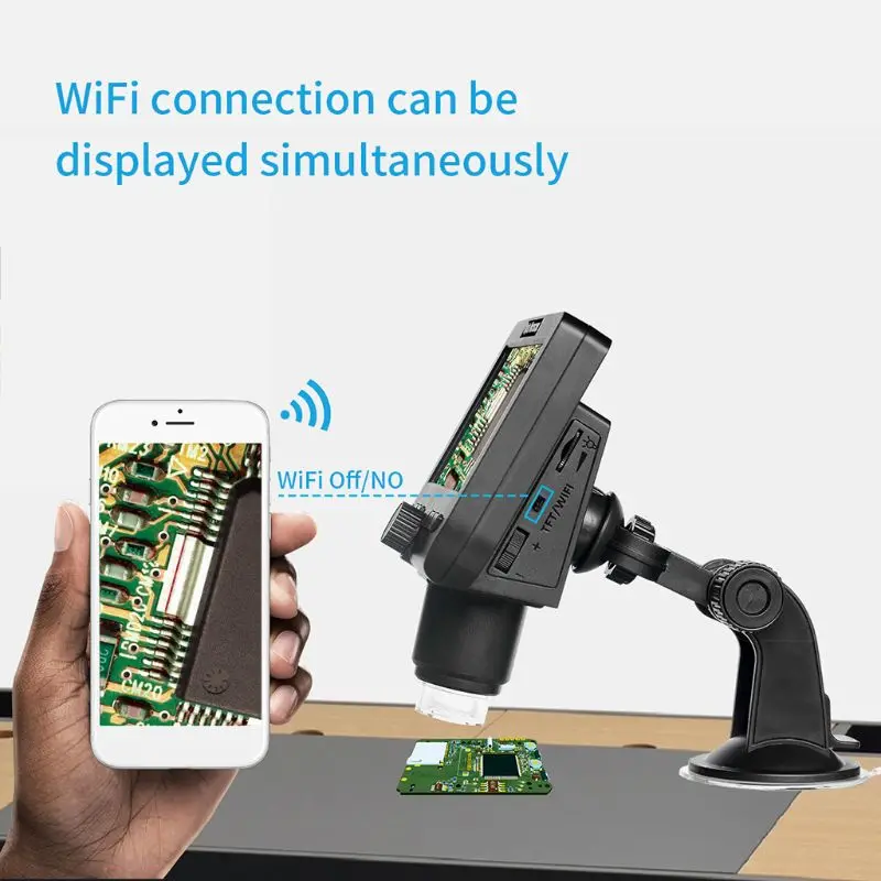 1000X 2MP беспроводной WiFi микроскоп 4 3 &quotHD экран 8 LED 1080p камера Лупа w присоска база