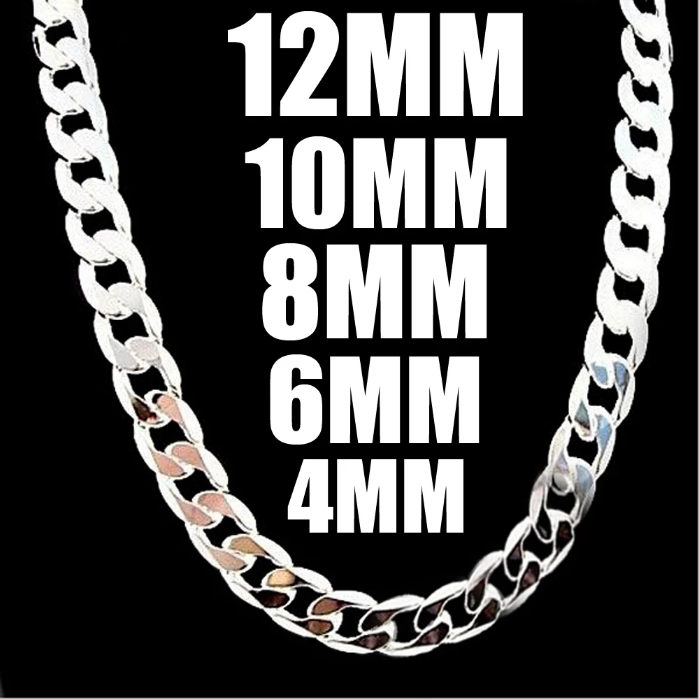 4 мм, 6 мм, 8 мм, 10 мм, 12 мм Ширина серебряные мужские ювелирные изделия Модные мужские цепи панцирное Ожерелье Новинка