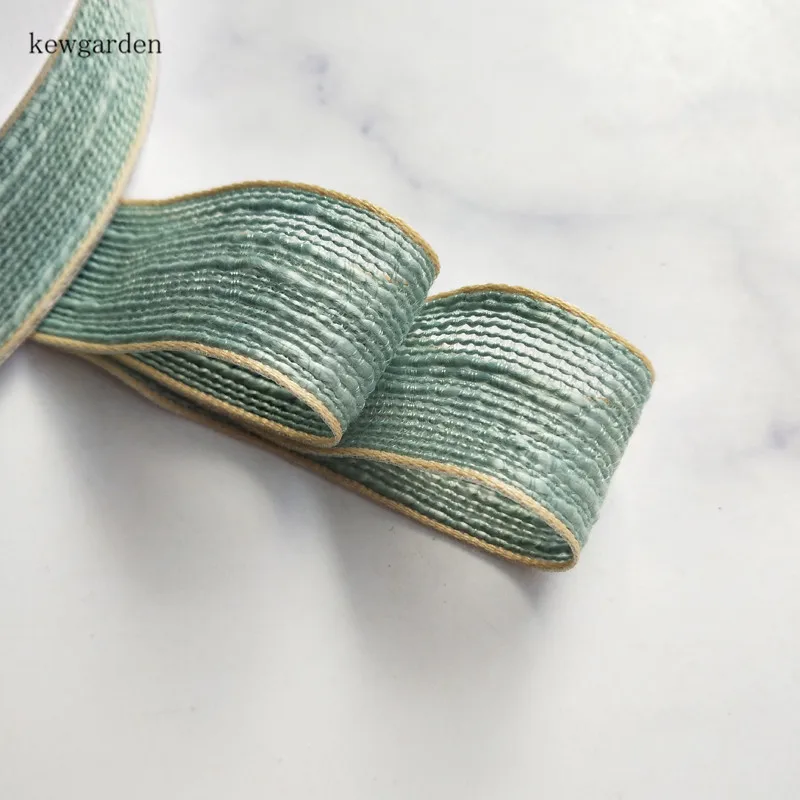Kewgarden DIY брошь бант для волос ленточка аксессуары мягкие льняные атласные ленты 25 мм " вручную изготовленная лента упаковка Riband 25 ярдов - Цвет: Светло-зеленый
