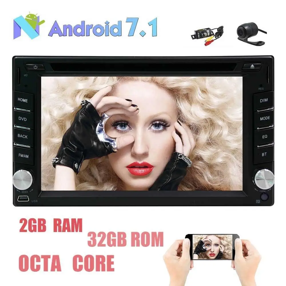 Best Free Dual Cameras!! Android 7.1 Car Stereo Touch Screen DVD Player Support GPS Navigation Radio Bluetooth OBD2 USB SD WiFi DAB+ 0