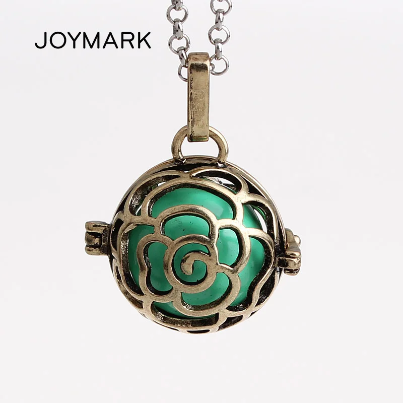 5pcs/lot Rose Flower Copper Hollow Cage Mexican Chime Magic Box Sound Ball Pendant Women Pregnancy Maternity Necklaces HCPN66 | Украшения и