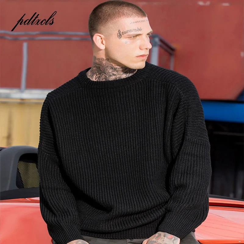 

New Solid Color Knit Blouses O-Neck Men 2018 Autumn Casual Long Sleeve Male Pullover Knit Streetwear Fashion Wool Sweaters Full