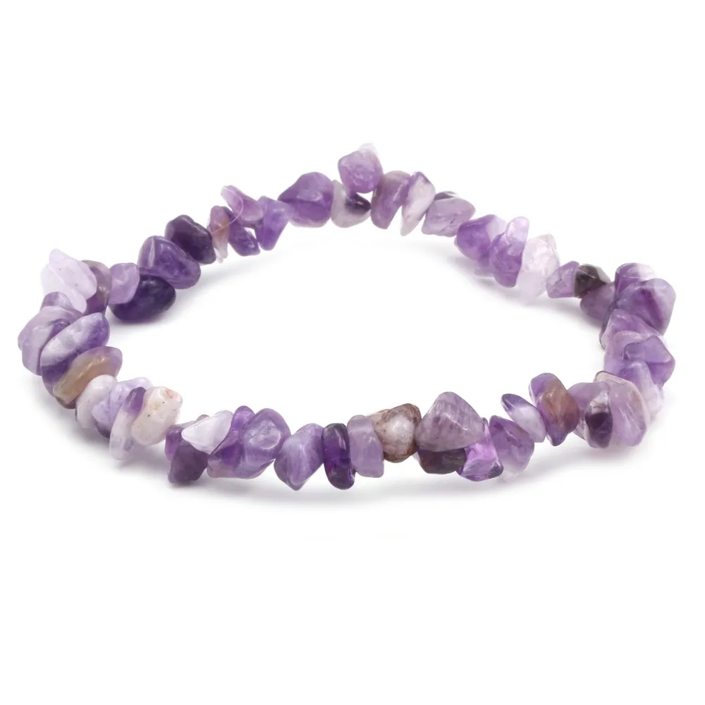 

Natural Stone Hot Sale 100% Natural Amethysts Bracelet Charms Elastic Rope Bracelets Gift for Girl Friend