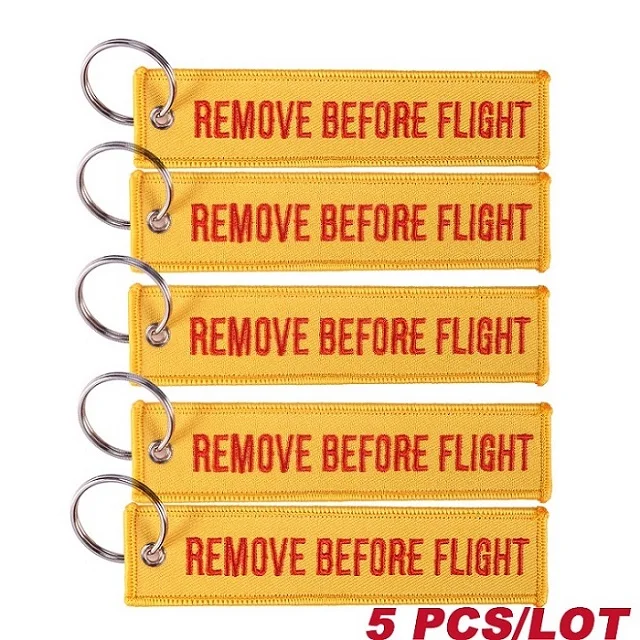 POMPOM 5pcs/lot Remove Before Flight Keychains for Aviation Gifts OEM Key Chains Embroidery Chain Keyring Key Chaveiro Jewelry 5PCS