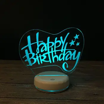 

Happy Birthday Gift 3D Lamp LED Table Light Acrylic Night Light with 7 Colors Change Remote Touch Switch Xmas Gift