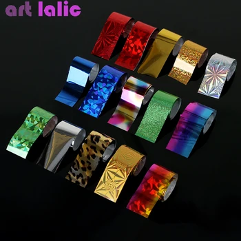

15pcs Charm Foil Set Nail Holographic Transfer Foil Wraps Sticker Decals Starry Paper Manicure Decor DIY Holo Nail Art Tips