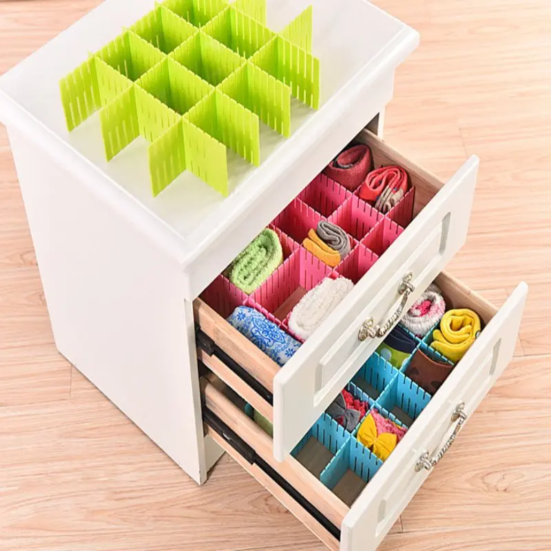 

Chic 4 Pcs /set DIY Grid Drawer Divider Space-saving Tools Combination Partition Board Convenient Home Storage Organizer