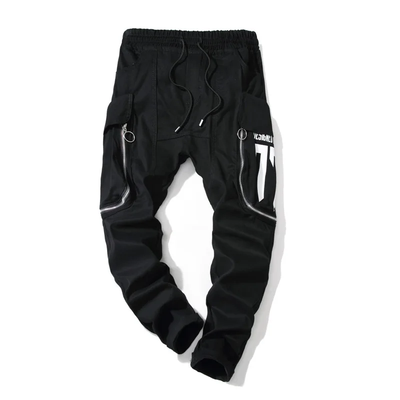 

2019 Spring Streetwear Harem Pants Men Cotton Black Jogger Pants Big Pocket Casual Slim Mens Sweatpants