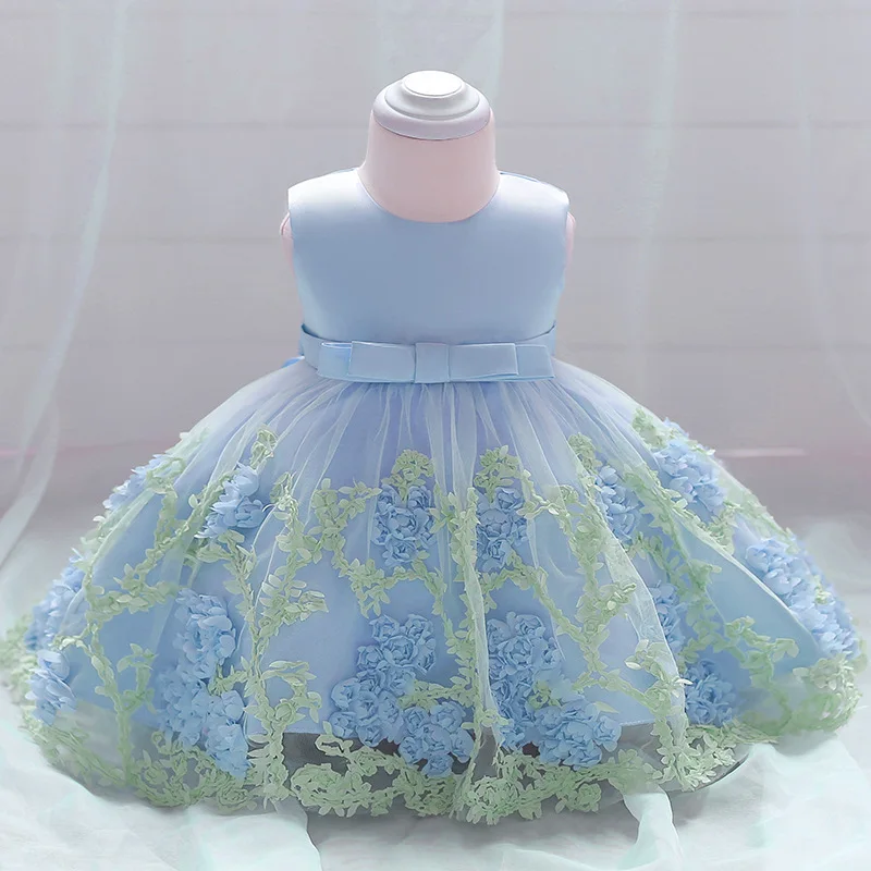 Платье принцессы с цветочным узором для маленьких девочек; свадебное платье для маленьких девочек; кружевное платье-пачка; детское праздничное платье; Vestidos; 1 год; День рождения