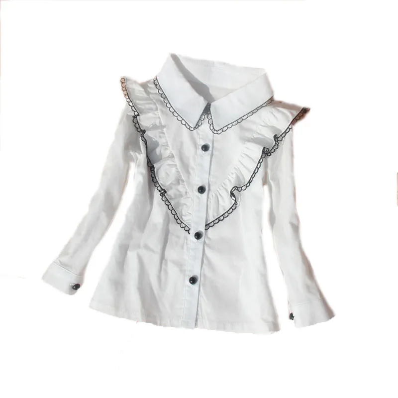 

Spring 2018 kids clothes girls blouse children clothing school girl white Tops blouse cotton child shirt blusas 3-16Y AA2621