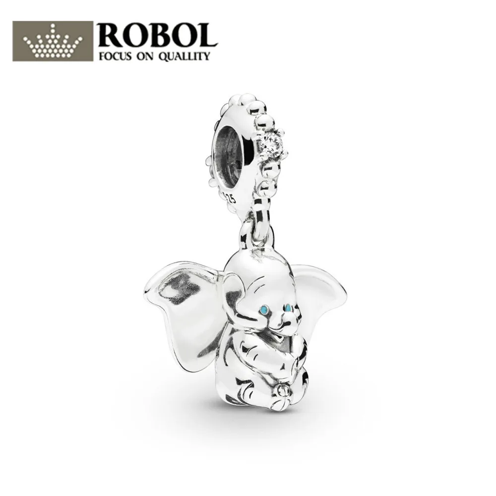 

ROBOL 100% 925 Sterling Silver New 2019 Spring 797849CZ DUMBO DANGLE CHARM Fit DIY Bracelet Necklace Fashion Jewelry Gift
