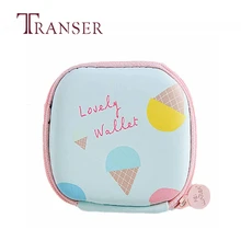 TRANSER для женщин девочек милый мультфильм Zipping кошелек Портативный мини-раунд чехол для хранения сумка для наушников карт сумка для хранения