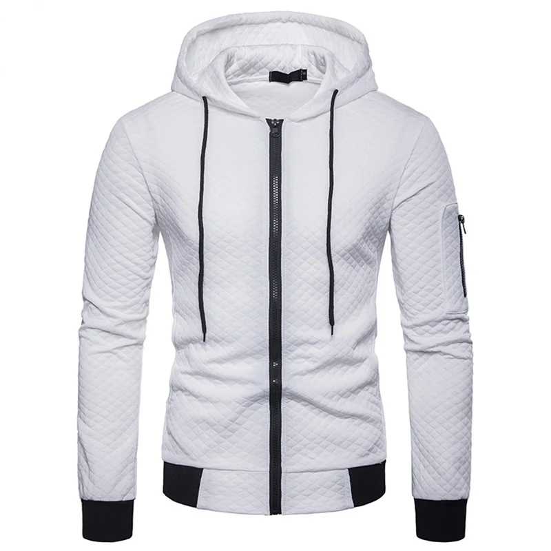 Cotton Plaid Hoodie Men Casual Slim Fit 