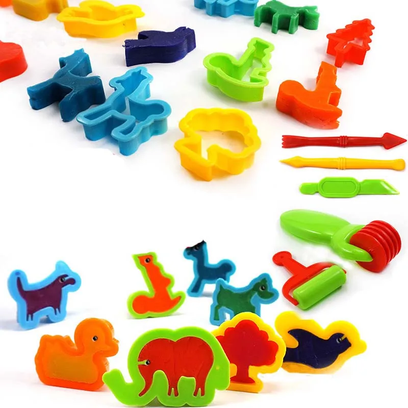 Children DIY 3D Creative Multi-style Colorful Tool Set Fun Claying Sand Mud Toys Beach Kids Outdoor Mold Color Random 26Pcs