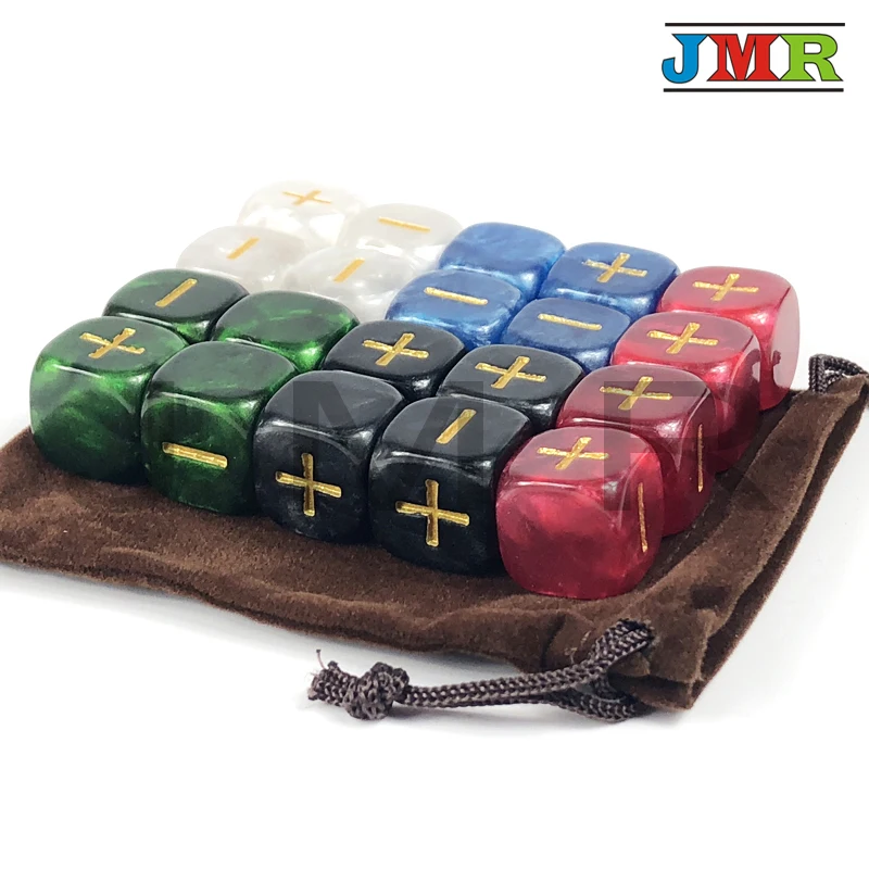 20Pcs Top Quality 16mm Fate Dice for Board Game "+, "Mable Effect Dice