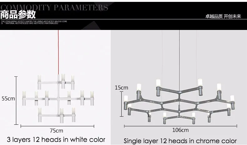 Немо Корона скандинавский постмодерн светильник ing черный/белый/хром/золото 30 голов 5 слоев алюминиевой свечной подвесной светильник