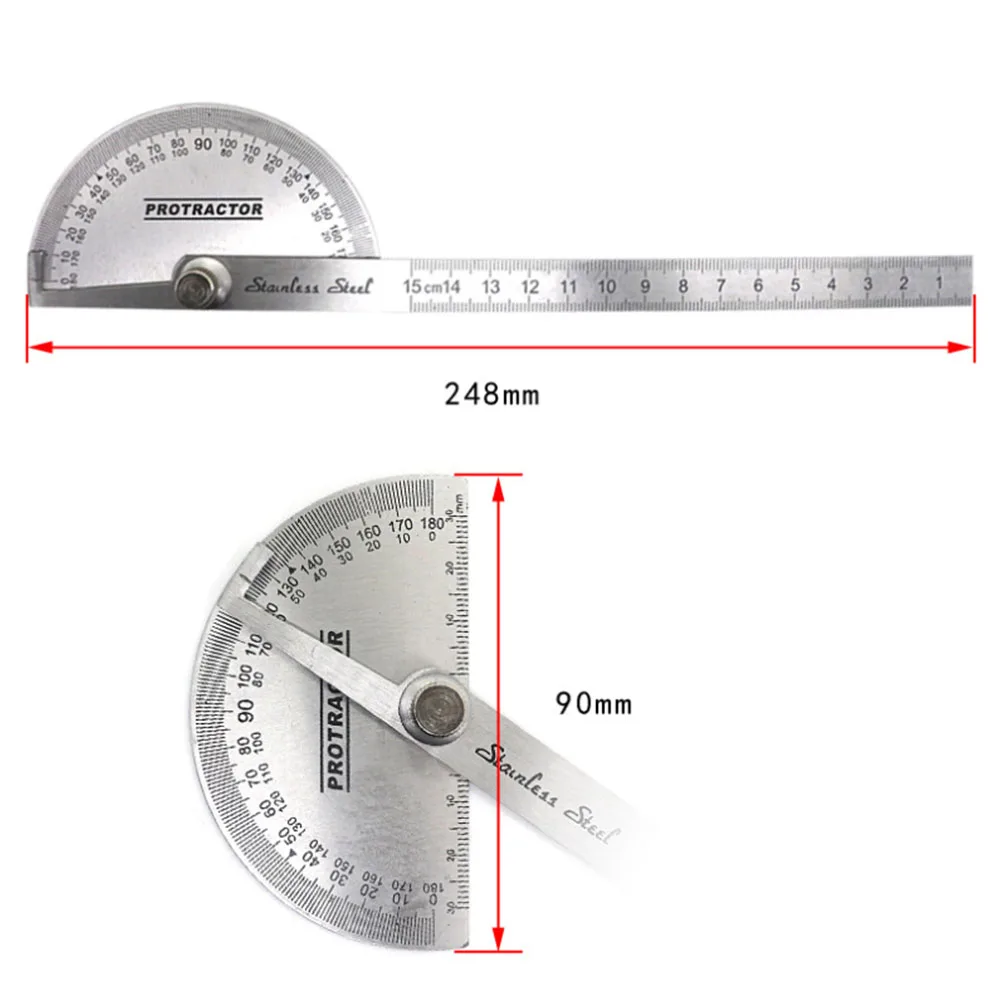 0-180 градусов угловая линейка круглая головка роторный транспортир 100-150 мм Регулируемый универсальный измерительный инструмент из нержавеющей стали