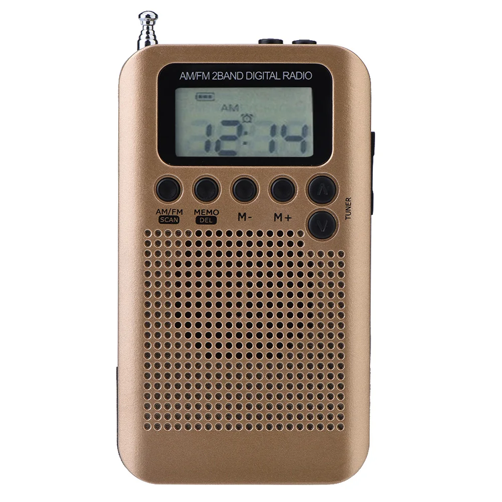 SOONHUA Digital Radio 2 Band 8UV Stereo Radios Digital Tuning Radio AM/FM Decoding Pocket Radios Gold