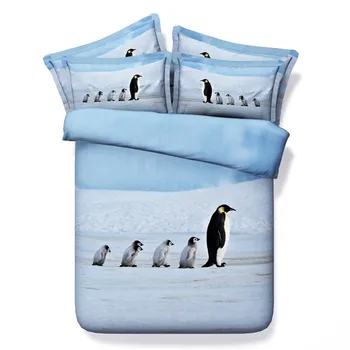 

3d Cute Penguin Pattern Bedding Sets 3/4PC Duvet Cover Bed Sheet Pillowcase Kids/Adult Twin/King/Queen/Super King Size For Gift
