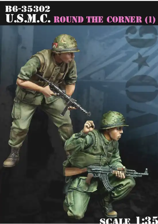 1:35 United States Marine Corps WWII 2 Figures Resin Model Soldier GK