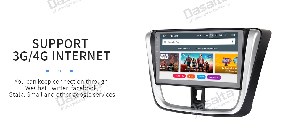 Sale Dasaita Android 9.0 Car Mutimedia for Toyota Vios Yaris Radio 2017 10.2" IPS Touch Screen Octa Core 32G ROM 1024*600 MP3 RDS 17