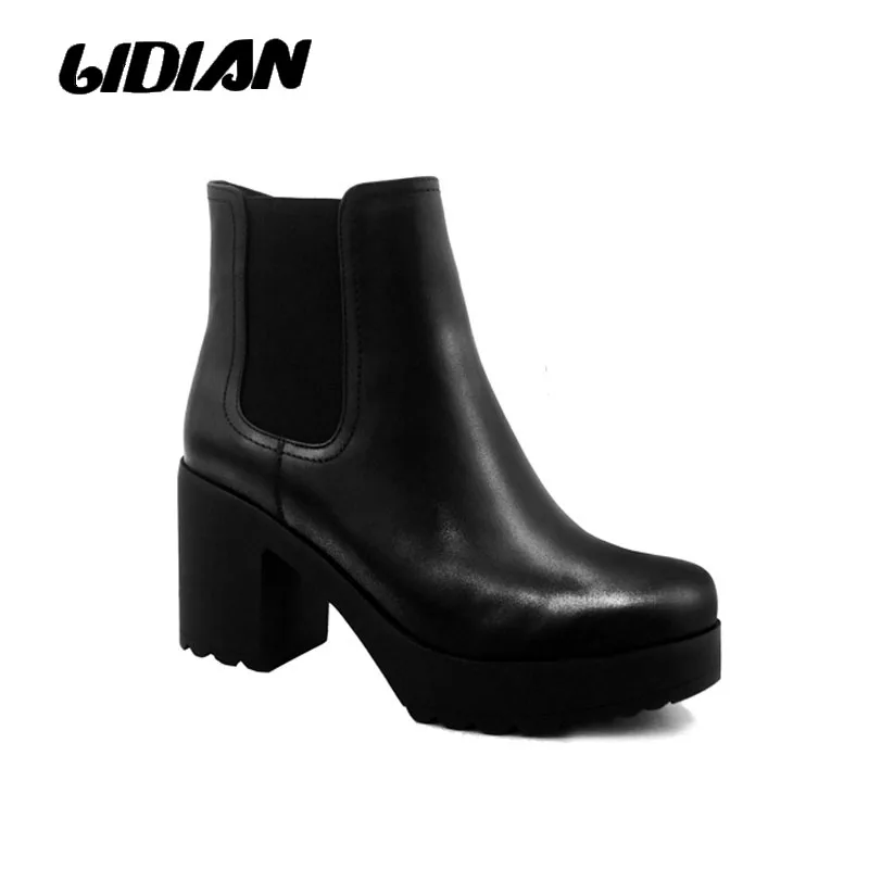 

LIDIAN winter warm pure wool women's boots in pure natural leather snow boots, mid-heel and slope with women's shoes B7