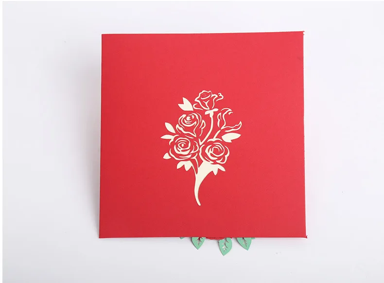 FANLUS Red Rose Bouquet 3D Pop Up Greeting Card for All Occasions Date Night, Wedding Gift Folds Flat, Perfect for Mailing (3)