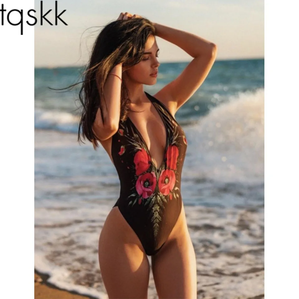 

TQSKK Floral Swimwear Women One Piece Swimsuit Retro Monokini Dress Set Female Swimsuits Summer Swim Beach Wear Bathing Suit