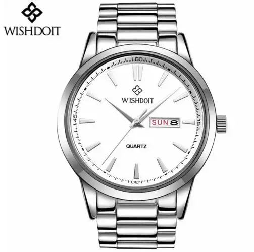WISHDOIT relogio masculino роскошные брендовые аналоговые спортивные наручные часы дисплей Дата Мужские кварцевые часы деловые часы мужские часы - Цвет: Серый