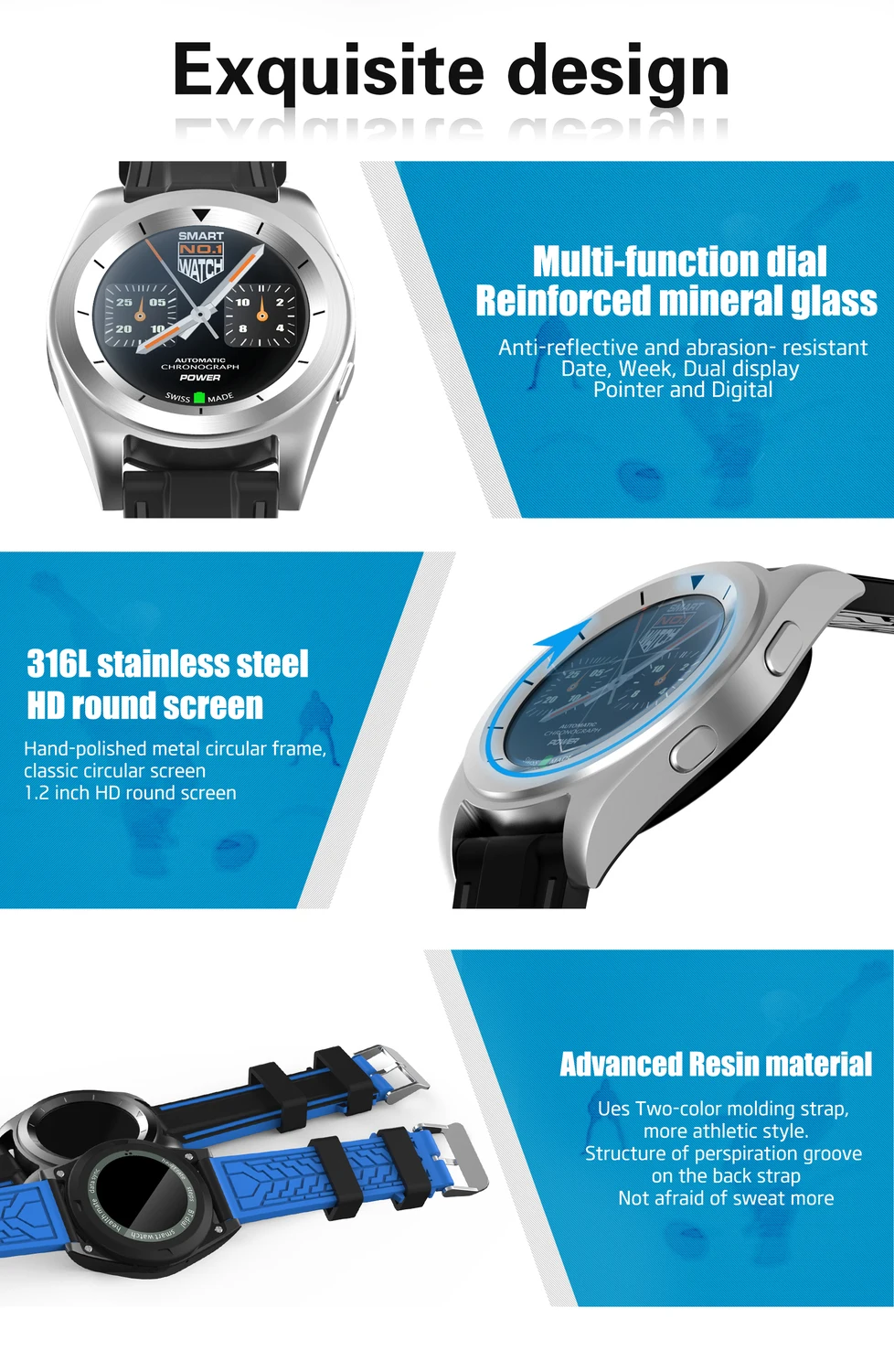 Новые емкостные сенсорные Смарт-часы с шагомером сна пульса вызова/SMS напоминание Smartwatch для смартфоны IOS и Android