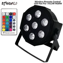DJWORLD Wireless remote control LED Par 7x12W RGBW 4IN1 LED Wash Light quad Stage Uplighting No Noise Remote control professiona